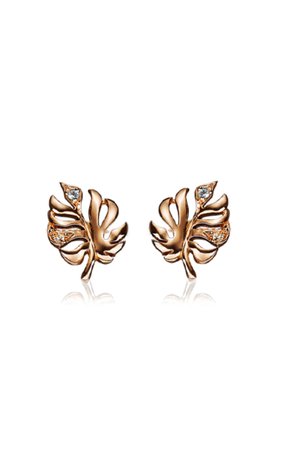 9k Rose Gold Mini Palm Stud Earrings By Anabela Chan