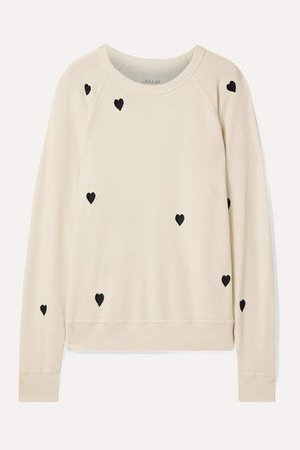 The College Embroidered Cotton-jersey Sweatshirt - Off-white