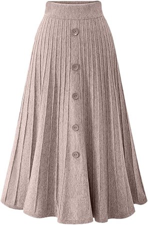 Youhan Women's High Waist A-Line Pleated Knitted Skirt (Medium, Black) at Amazon Women’s Clothing store