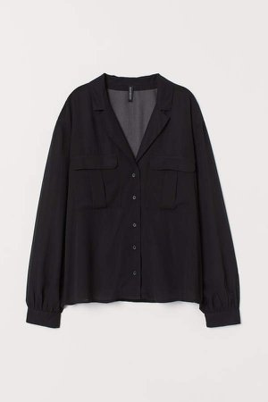 Airy Utility Blouse - Black