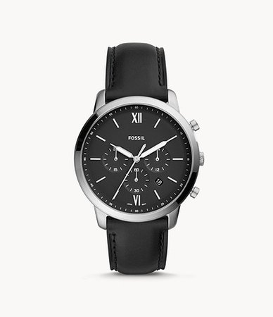 Neutra Chronograph Black Leather Watch - FS5452 - Fossil