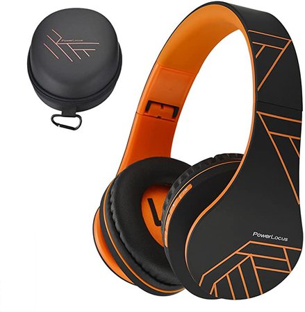 Amazon.com: PowerLocus Bluetooth Over-Ear Headphones, Wireless Stereo Foldable Headphones Wireless and Wired Headsets with Built-in Mic, Micro SD/TF, FM for iPhone/Samsung/iPad/PC (Black/Orange)