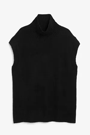 Turtleneck knit vest - Black - Jumpers - Monki