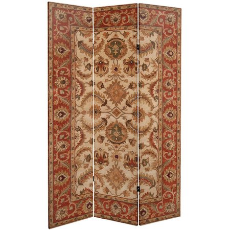 Red Lantern 3-Panel Printed Canvas Fabric Folding Contemporary/Modern Style Room Divider