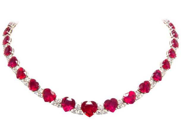 ruby diamond heart necklace