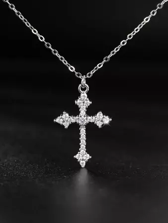Cubic Zirconia Cross Pendant Necklace | SHEIN USA