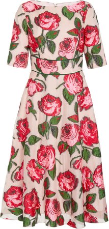 Embroidered Floral Fil Coupe Midi Dress