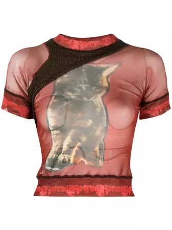 Ottolinger Panelled animal-print Sheer T-shirt - Farfetch