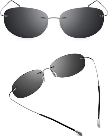 Amazon.com: RONSOU Ultralight Rimless Polarized Sunglasses for Men Women Vintage Titanium Frameless Colorful Fashion Shades Gray Frame Gray Lens : Clothing, Shoes & Jewelry