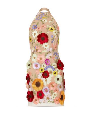 MILLY Hariet 3D Flower Sleeveless Mini Dress | Bloomingdale's
