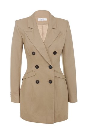 Clothing : Structured Dresses : 'Elexis' Camel Tailored Blazer Dress