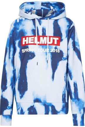 Printed tie-dyed French cotton-terry hoodie | HELMUT LANG | Sale up to 70% off | THE OUTNET