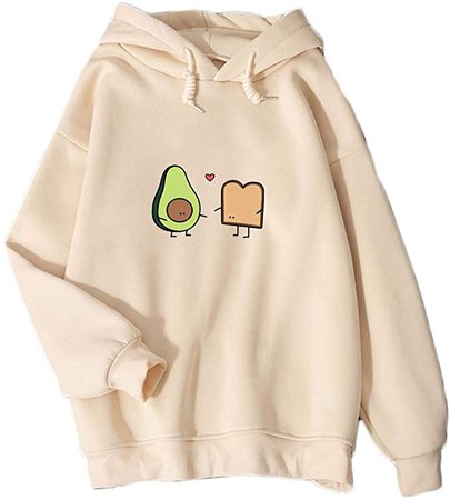 Amazon.com: KEEVICI Cute Avocado Vegan Bread Cartoon Hoodies for Women (Apricot,M): Clothing