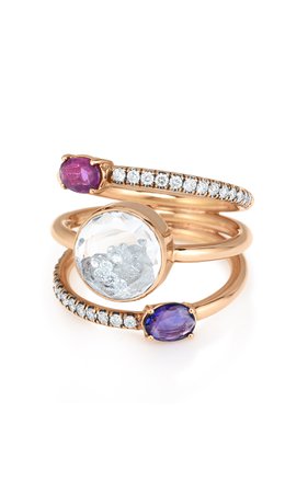 Moritz Glik Diamond Sapphire And Ruby Kaleidoscope Shaker Ring