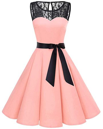 Bbonlinedress Women's 1950s Vintage Rockabilly Swing Dress Lace Cocktail Prom Party Dress at Amazon Women’s Clothing store