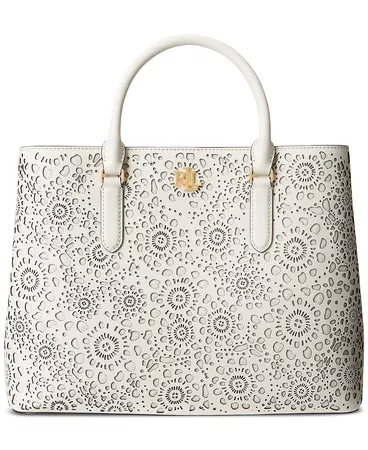 Lauren Ralph Lauren Perforated Leather Large Marcy Satchel & Reviews - Handbags & Accessories - Macy's
