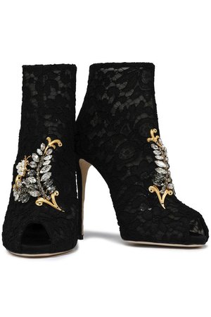 Embellished lace ankle boots | DOLCE & GABBANA | Sale up to 70% off | THE OUTNET