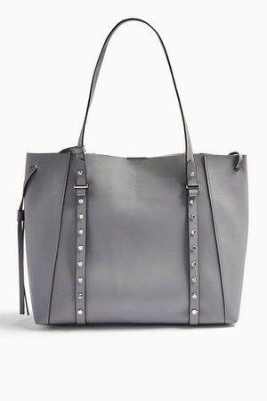 DANI Grey PU Stud Tote Bag | Topshop