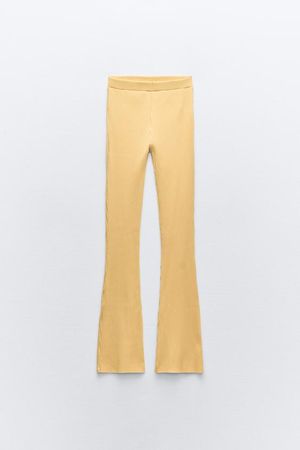 FLARED RIBBED PANTS - Light yellow | ZARA United States