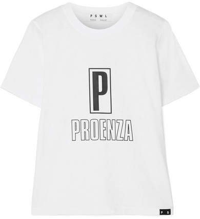 Pswl Printed Cotton-jersey T-shirt - White