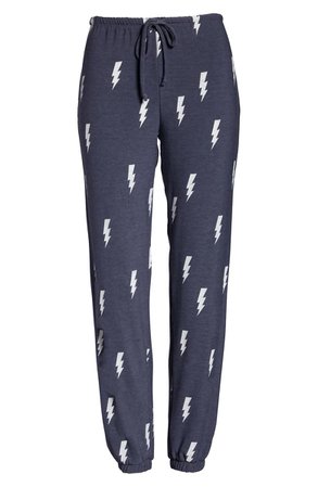 Chaser Lightning Toss Cozy Knit Lounge Jogger Pants blue