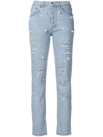 Forte Dei Marmi Couture Pearl Embellished Jeans