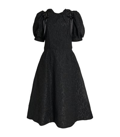 Womens Simone Rocha black Puff-Sleeve Signature Midi Dress | Harrods # {CountryCode}
