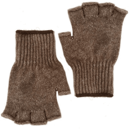 fingerless brown gloves