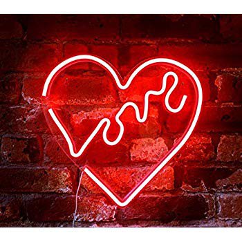 Isaac Jacobs 14" x 14" inch LED Neon Red "Love" Heart Wall Sign for Cool Light, Wall Art, Bedroom Decorations, Home Accessories, Party, and Holiday Decor: Powered by USB Wire (Heart) - - Amazon.com
