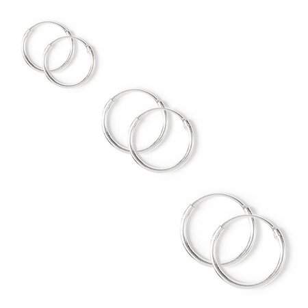 Sterling Silver Graduated Hoop Earrings - 3 Pack | Claire's US