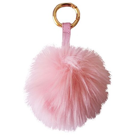 Pink faux raccoon style fur Faux leather strap and gold metal
