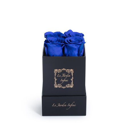 Classic Black Box with Royal Blue Preserved Roses - Small Square Collection – Le Jardin Infini