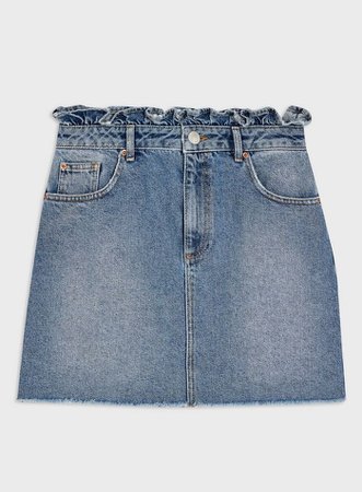 Blue Mid Wash Frill Top Skirt | Miss Selfridge