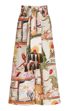 Exclusive Abajero Tropical-Print Linen Wide-Leg Pants By Andres Otalora | Moda Operandi