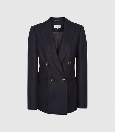 Larsson Navy Double Breasted Twill Blazer – REISS