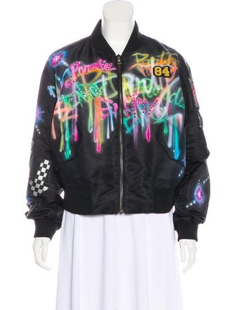 Marc Jacobs 2017 Embellished Graffiti Print Bomber Jacket w/ Tags - Clothing - MAR67106 | The RealReal