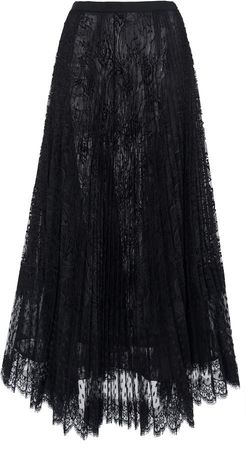 Andrew Gn Pleated Chantilly Lace Skirt Size: 34
