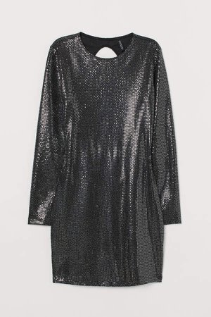 Shimmery Fitted Dress - Black