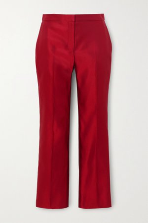 Red Silk-satin straight-leg pants | Alexander McQueen | NET-A-PORTER