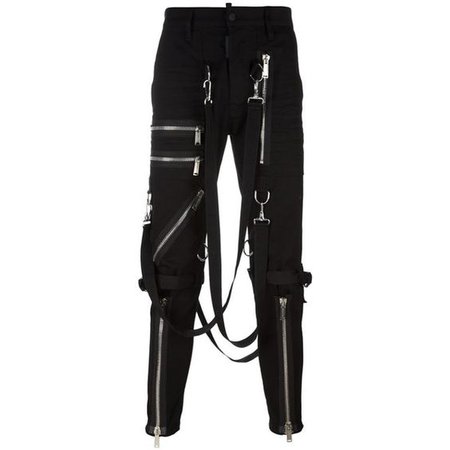 black cargo zip punk trousers