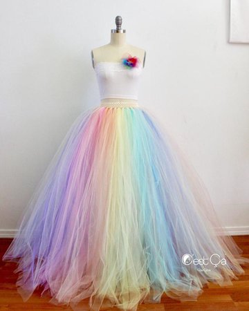Pastel Rainbow Maxi Tulle Skirt Puffy Rainbow Tutu | Etsy