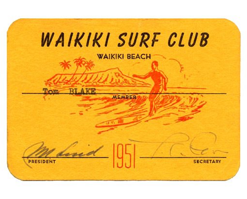waikiki surf club card