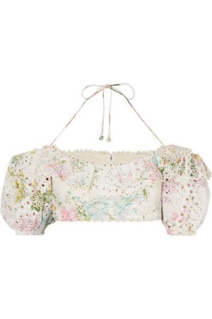 Zimmermann | Heathers off-the-shoulder floral-print broderie anglaise cotton top | NET-A-PORTER.COM