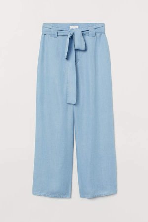 Wide-cut Lyocell Pants - Blue