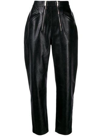 Black Stella Mccartney Leather-Effect High-Waisted Trousers | Farfetch.com