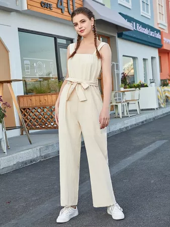 Solid Belted Cami Jumpsuit | SHEIN USA