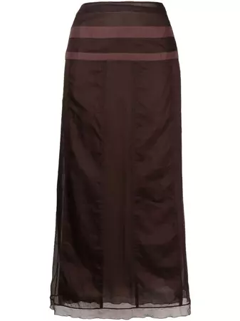 Prada Pre-Owned 2000s A-line Silk Midi Skirt - Farfetch