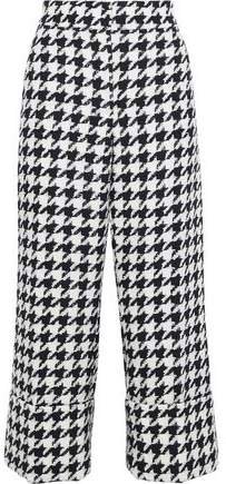 Cropped Houndstooth Wool-blend Jacquard Straight-leg Pants