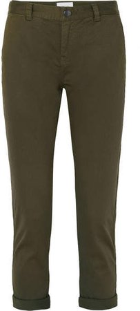 The Confidant Cotton-blend Twill Straight-leg Pants - Army green