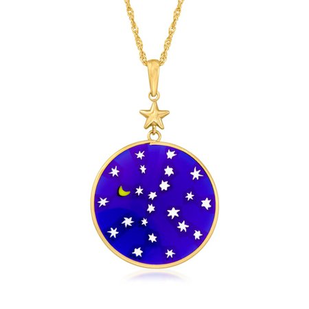 Ross-Simons Italian Blue Murano Glass Stars and Moon Pendant Necklace